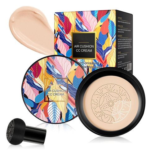 Indicativet Mushroom Head Air Cushion CC Cream, Air Cushion CC Cream Mushroom Head, Indicativet Foundation BB Cream Face Make Up, Long Lasting Matte Moisturizing Concealer (Ivory, 1Pcs)