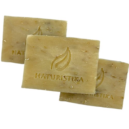 Naturistika Oatmeal Soap Bar | Unscented Goat Milk Soap for Dry, Sensitive Skin | All-Natural, Fragrance-Free, GMO-Free | Artisan Soap for Kids, Men, Women | Made in USA | Pack of 3 Soap Bars