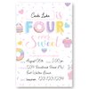 LoaHak Four Ever Sweet Birthday Invitation, Donut Invitation, Donut party favors for kids, birthday party invitations. (011)