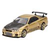 True Scale Miniatures Model Car Compatible with Nissan Skyline GT-R (R34) Top Secret Gold 1/64 Diecast Model Car Mini GT MGT00676-R