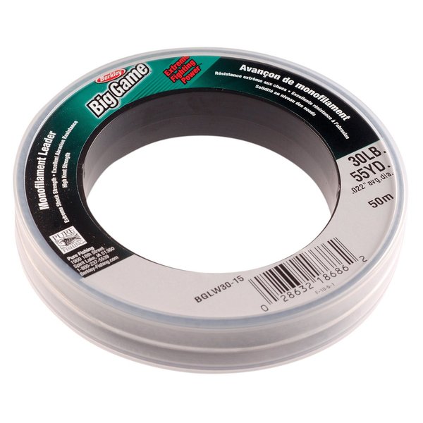 Berkley Trilene® Big Game™ Monofilament Leaders, Clear, 30lb | 13.6kg, 55yd | 50m Fishing Line, Suitable for Saltwater Environments