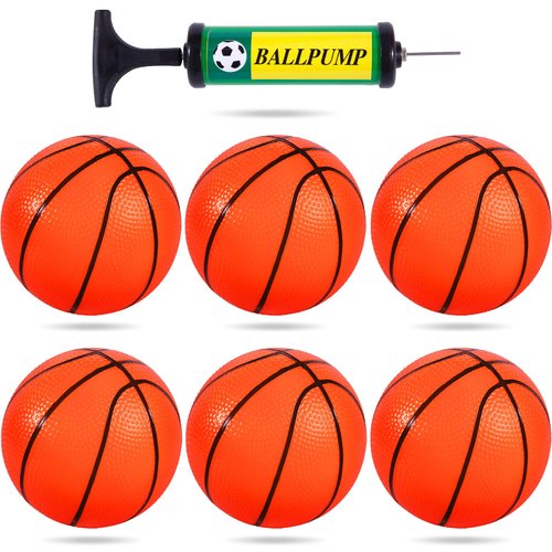 Shindel 6PCS Mini Basketballs, Inflatable Basketball Rubber Basketballs with Pump for Over Door M...
