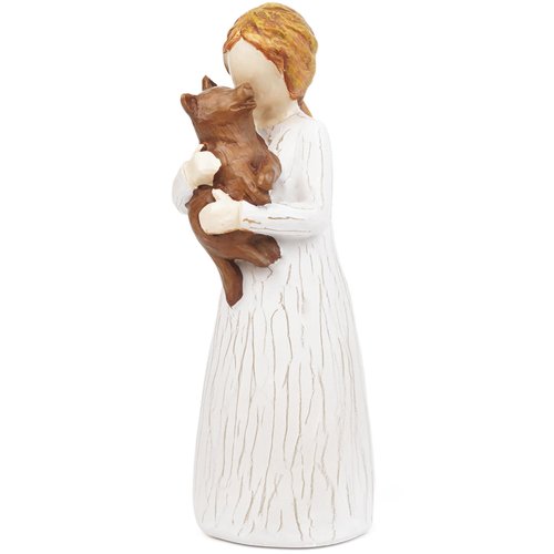 DASKALL Dog Mom Gifts for Women Figurines, Woman Carrying Dog Resin Statue, Friendship and Pet Loss Sympathy Memorial Gift for Dog Lovers, Sculpted Hand-Painted Figure