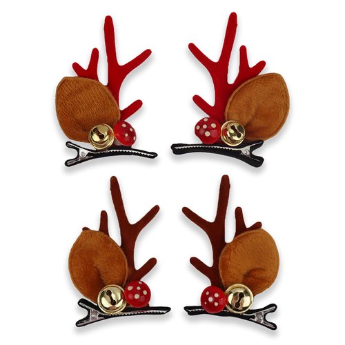 hhdatc Christmas Hair Clips 2pcs Reindeer Antlers Christmas Bell Cute Hair Clips Christmas Hair Bows for Christmas Costume Party
