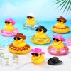 Set of 12 Cowboy Rubber Duck Mini Rubber Duckies with Mini Cowboy Hat Swim Circle Necklace Sunglasses for Bathtub Toys Car Dashboard Decoration Accessories Baby Shower Birthday Swimming Party Favor