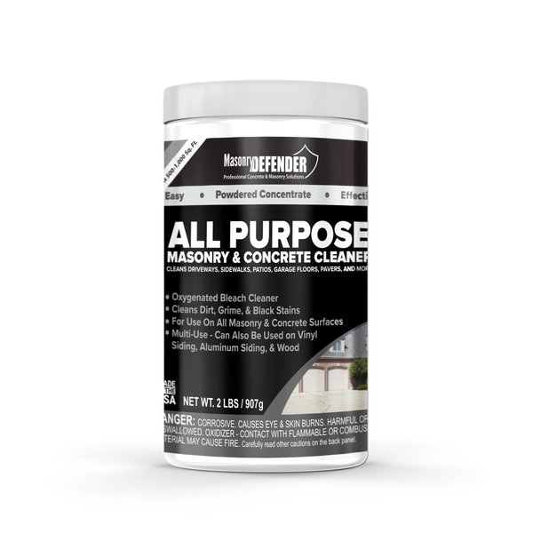 MasonryDefender All-Purpose Masonry & Concrete Cleaner, 2 LB Pail - Cleans Driveways, Sidewalks, Patios, Garage Floors, Pavers & More
