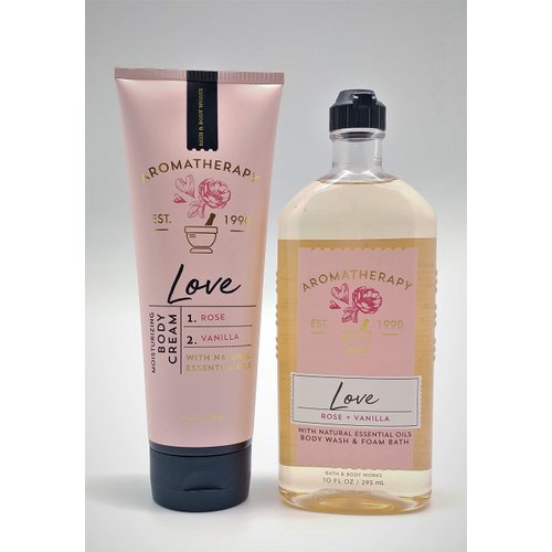Aromatherapy - Love - Rose Vanilla - Duo Body Cream and Body Wash & Foam Bath - Full Size