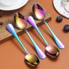 Rainbow Dinner Spoon of 4, Berglander 7.5" Stainless Steel Titanium Plating Shiny Mutil-Color Soup Spoons Silverware, Colorful Soup Spoon Table Spoon Set Sturdy Easy To Clean, Dishwasher Safe