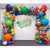 Sweet Candy Rainbow Balloon Garland Arch Kit with 155pcs Yellow Blue Orange Red Purple Lollipop Balloons for Christmas Candyland Birthday Party Decorations