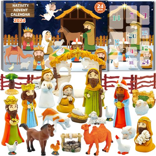 Nativity Advent Calendar 2024 Nativity Set for Kids Christmas Advent Calendar for Kids Boys Girls Teens Toddler Children Christian Religious Advent Calendar Gifts Toy