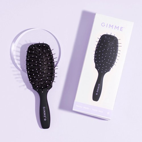 Gimme Beauty - Mini Travel Hair Brush for Thick Hair - Mini Detangler Brush for Thick Hair Types with Anti-Static, Heat-Resistant, & Flexible Nylon Bristles - Bristle Brush for Women, Teens & Girls