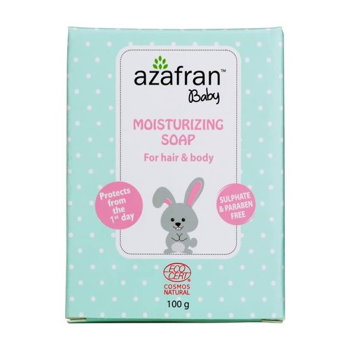 Azafran Organics Baby Soap Bar, 3.52 Ounce Mild Bar, Made with Natural Olive and Oil Coconut Oil, Moisturizing Baby's Sensitive Skin-Hair, Contain No Synthetic Chemicals