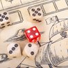 Liar's Dice Game Set - Classic Family Bluffing Game - Treasure Chest Includes Six Professional Bicast Leather Dice Cups, 30 Custom Bullseye D6 Dice, Custom Bidding Die, Pirate Ship Game Mat