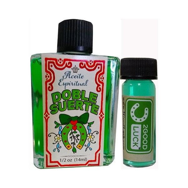 Double Good Luck, Spiritual Oil with 1 Dram Perfume Set for Magic and Rituals. Doble Suerte Aceite Espiritual para Rituales Y Magia.