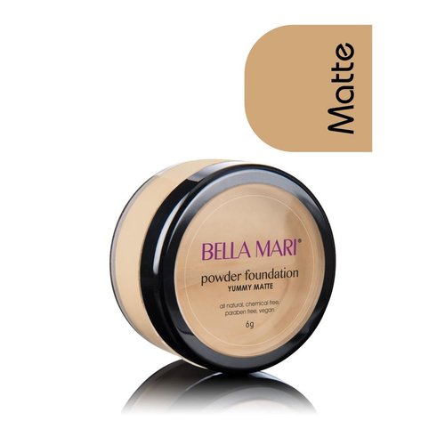 Natural Mineral Powder Foundation by Bella Mari (Yummy Warm, 0.2 Ounce) - Made with Organic Ingredients - No Toxic Synthetic Chemicals - TSA-Approved Travel Size
