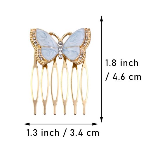 4 Pcs Vintage Butterfly Hair Combs with Crystal Metal Hair Side Comb Clips Wedding Bridal Headpiece Hair Accessories for Women Girls, Gold