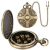 Mini DND Dice Set with Bronze Steampunk Gear Pocket Watch Shell Case, 7pcs Polyhedral Metal DND Dice Set, D&D Gifts with Gift Box, Role Playing Board Games DND Accessories