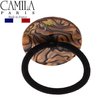 Camila Paris CP2965 French Hair Ponytail Holders Ties, Round, Handmade, Rose, Strong Hold Grip Elastic Band Hair Clips for Women, No Slip and Durable Styling Girls Hair Accessories, Made in France