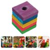 SUPVOX 50pcs Wooden Blocks Bird Chewing Toy, DIY Bird Chewing Toys Colorful Square Wood Pieces Beak Trim Parrot Foot Craft Cage Part Toy Mini Wood Chip Charms