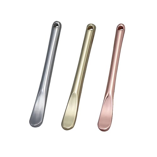 3 Pieces Zinc Alloy Makeup Spatula Eye Cream Spoon Beauty Scoop Mini Spoon Makeup Beauty Spoons Mini Cosmetic Skincare Spatula for Cream Lotions, Cylindrical Handle Type, Golden, Silver, Rose-Gold