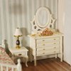 Miniature Dollhouse Vanity Table 1 12 Furniture Makeup Dressing Table with Mirror and 4 Drawers Mini House Accessories Bedroom Living Room Scene Decoration (White)