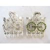 Generic Silver metal circles and flowers crystal alligator hair claw clip clamp (Primary color: AB crysyal)