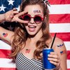 Masper 10 Sheets USA Tattoos Temporary, 80 Patriotic Tattoos, 4th of July Temporary Tattoos, American Flag Red White and Blue Tattoos, USA Face Tattoos