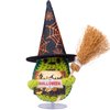 CoFuBcad Halloween Handmade Emotional Support Pickle Avocado Witch Hat Broom Gift, Cute Knitted Crochet Avocado Doll with Magic Hat Toy. All Saints Day Gift Car Party Room Office Decoration