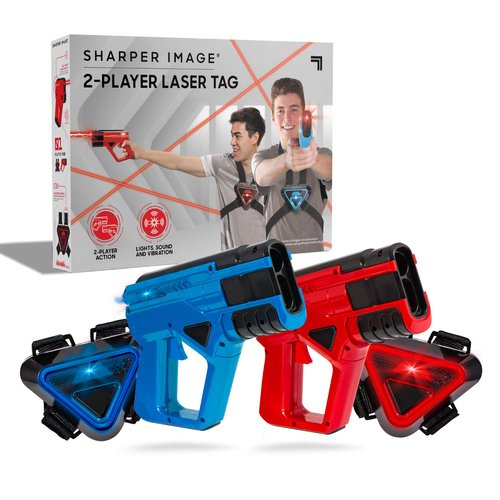 Sharper Image Laser Tag Set, 2-Pack of Blaster Guns & Armor Vests, Safe for Kids & Adults, Indoor & Outdoor Battle Game, Multiplayer Team Mode, Fun Party Activity, Cool Electronic Toy Gift, Ages 8+