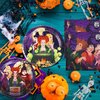 Omto 40Pack Hocus Pocus Party Supplies include 20Pcs plates, 20 napkins for Kids Hocus Pocus birthday party decoration