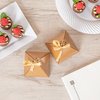 Restaurantware Pastry Tek 3 x 3 x3 Inch Pyramid Favor Boxes 100 Pyramid Triangle Gift Boxes - Satin Ribbon Disposable Brown Paper Triangle Candy Boxes For Weddings Or Parties