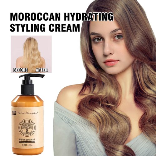 Axnzp Shiren Zhuangshu Curly Hair Defining Conditioner, Moroccan Curling Elastic Volume Moisturizing Long-Lasting Styling Cream.(300g/bottle) …