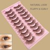 Brown Lashes Fluffy False Eyelashes LIght Brown Lash MUQIU37 Cat Eye Faux 3D Mink Lashes Wispy Long Fake Eyelashes Volume Cross Strips Eyelash Extension 10 Pairs (MQ606)