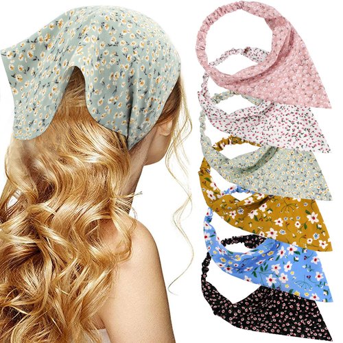 TOBATOBA Hairband, 6Pcs Floral Chiffon Elastic Head Scarf Headbands for Women, Fashion Hair Cottagecore Accessories for Women Girls