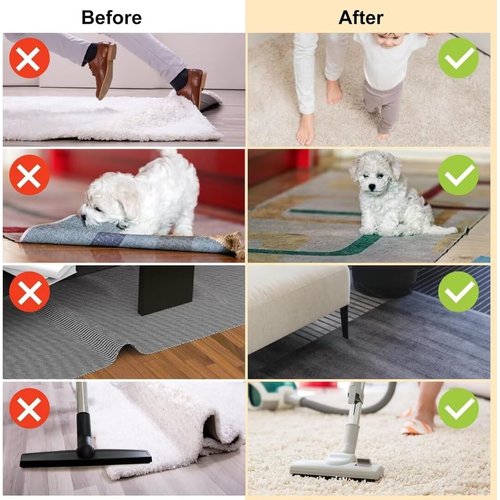 [16 Pack] Rug Corner Gripper for Hardwood Floors to Hold Rug Down, Non Slip Under Rug Pads Tape for Hardwood Floor No Damage,Rug Stickers for Wood Floor,Carpet Tape Stickers for Area Rugs(Black)
