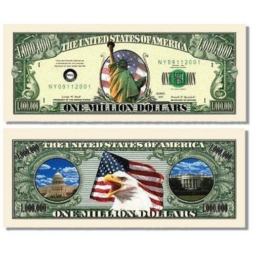 10 Lady Liberty Million Dollar Bills with Bonus “Thanks a Million” Gift Card Set