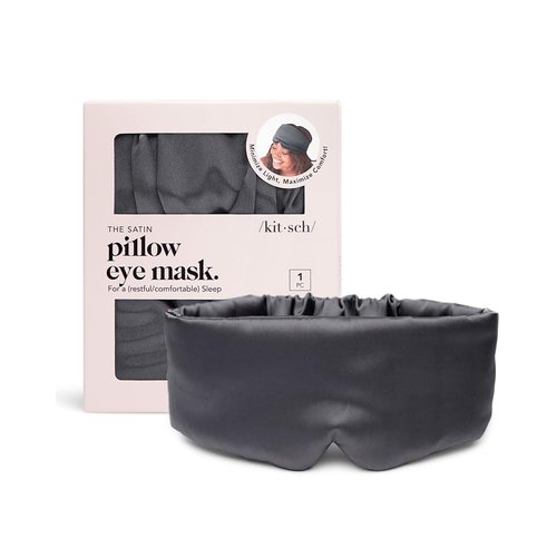 Kitsch Satin Sleep Mask - Eye Mask for Sleeping | Softer Than Silk Eye Sleeping Mask | Satin Blindfold & Sleep Masks for Women | Eyemask & Eye Cover for Sleeping for Women (Charcoal)