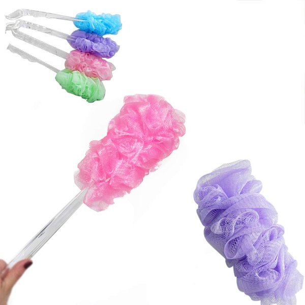 1 Shower Back Body Mesh Brush Long Handle Scrubber Bath Sponge Cleaning Massager