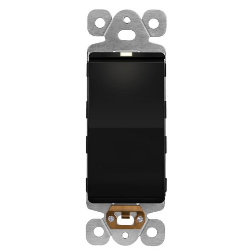 LIDER Lighted Decorator Switch, Residential Grade and UL Listed, Paddle Light Switch with Locator Light, Matte Finish Rocker Switch, Minimalist Design, 1-Pole, 3-Wire, 15A 120-277VAC, Black