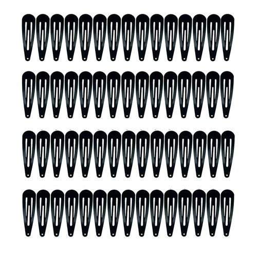 SAMJANE 60 Pack Black 2 Inch Barrettes Women Metal Snap Hair Clips For Girls Kids Teens Hair Accessories