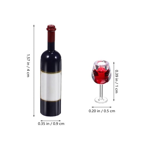 NUOBESTY Mini Bottles 18Pcs Dollhouse Champagne Set Miniature Red Wine Bottle Mini Cocktail Glasses Drink Cups for Dollhouse Decoration Mini Wine Bottles