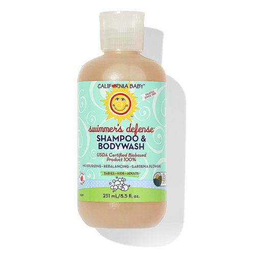 California Baby Swimmer's Defense Shampoo & Bodywash | Washes Out Chlorine | Moisturizing After Swim Body Wash For Kids | 100% Plant-Based Baby Soap | Allergy Friendly | 251 mL / 8.5 fl. oz.