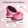 Rizos Curls Collapsible Hair Diffuser, Dry Curls Evenly & Faster, Enhances Curl Definition, Volume, and Minimize Frizz, Universal Size Fits Most Hair Dryers, Pink