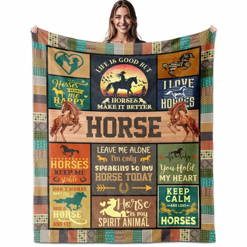 IWADNYI Best Gifts for Horse Lovers Blanket 60"X50", Horse Gifts for Girls Women, Just A Gril Who Loves Horse Blanket for Horse Lovers, Horse Blanket for Horse Lovers