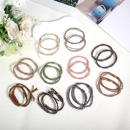 HARAVAL 20 PCS Boho Hair Ties, 5 Styles Hair Tie Bracelets for Women, Elastic Bands for Ponytails, 2.36" Hair Ties No Damage for Thick and Thin Hair, Multicolor 02