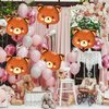 9pcs Bear Balloons, Brown Bear Party Balloons Cute Foil Animal Balloons for Teddy Bear Party Decorations Supplies for Kids Baby Shower, Jungle Theme, Birthday, Woodland, Lawn Decor