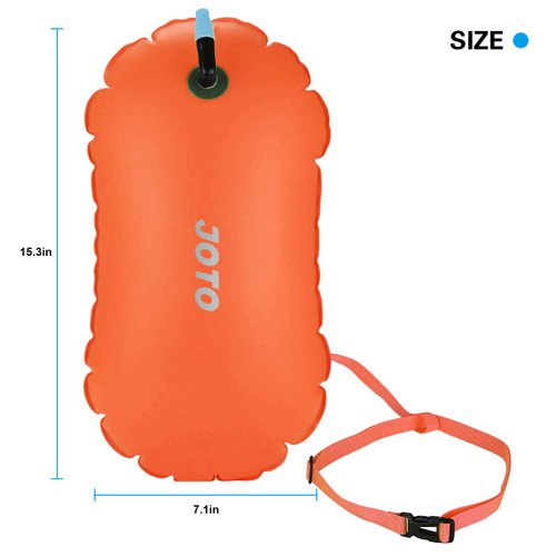 JOTO 2 Pack Swim Buoy Float, Swimming Bubble Safety Float with Adjustable Waist Belt for Open Water Swimming, Safe Swim Training, Triathletes, Kayaking, Snorkeling -Neonyellow & Orange
