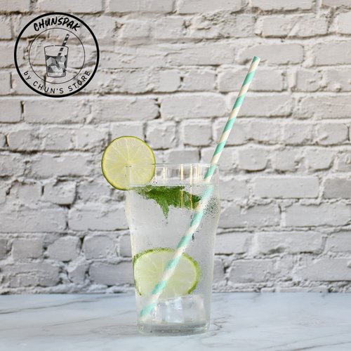 Aqua Paper Straws 10 Inch Extra Long - for Tall Drinks, Baby Shower, Parties, Cocktails - 100 Counts