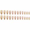 MISUD Press on Nails Medium Almond Fake Nails Matte Glue on Nails Nude Pink Acrylic Nails Stiletto Artificial Nails Gold Chrome Swirl Stick on False Nails with Design 24 pcs