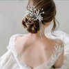 JULIYOOYOO Wedding Hair Accessories,Rhinestone Bridal Hair Accessories,Handmade Flower Hair Clips,Wedding Hair Pieces For Brides，Women's Wedding Hair Accessories With Tassel. (silver)